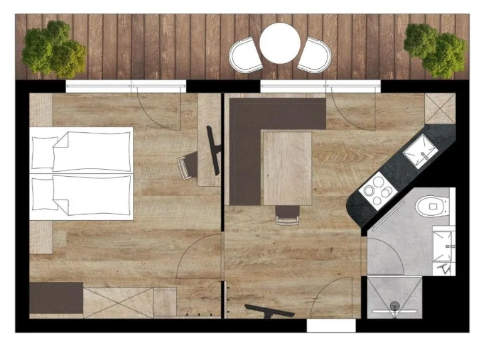 1 Bedroom Double Apartment