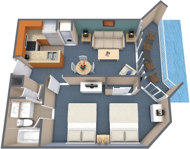 1 Bedroom Standard Double room with balcony and oceanfront