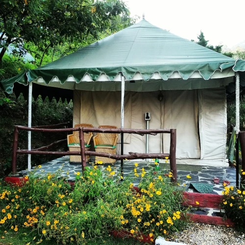 Tent with balcony