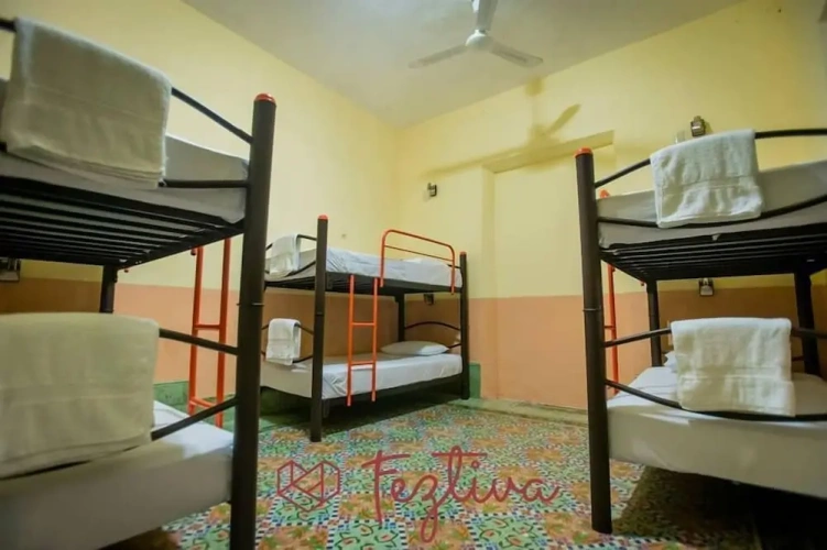 Bed in Dorm with garden view