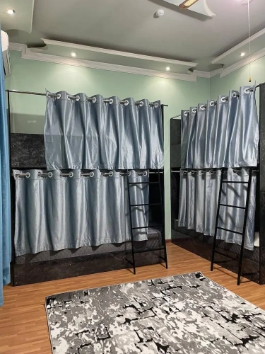 Bed in Dorm with courtyard view