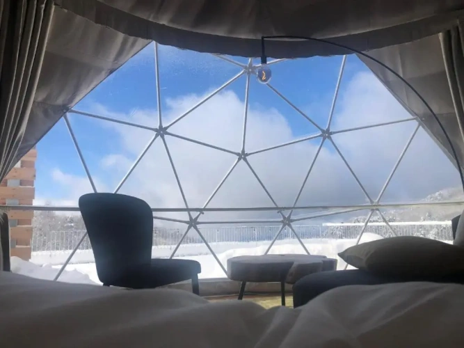 Tent with sunrise view