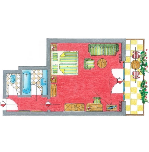 1 Bedroom Premium Studio with balcony and with view