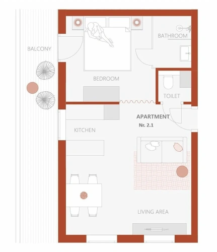 Double Apartment with balcony and with mountain view