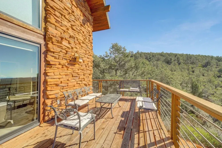 Pine Cabin w/ Wraparound Deck: 2 Mi to Trails!