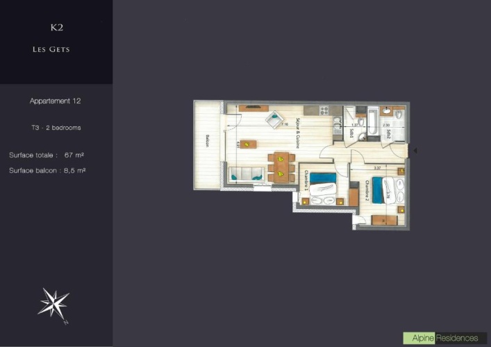 2 Bedrooms Apartment