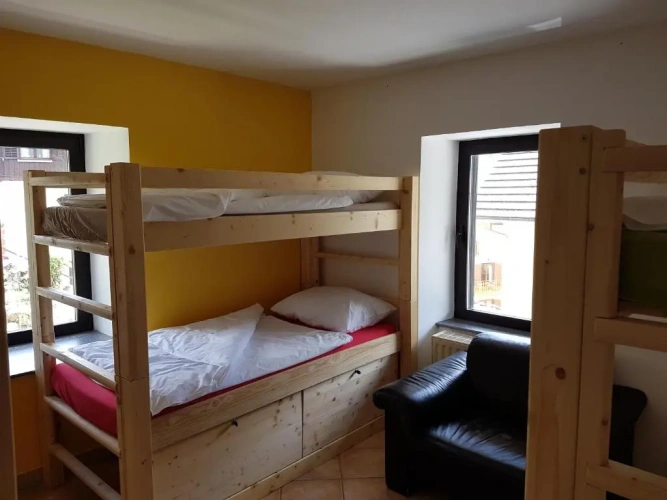 Bed in Dorm with balcony and with view