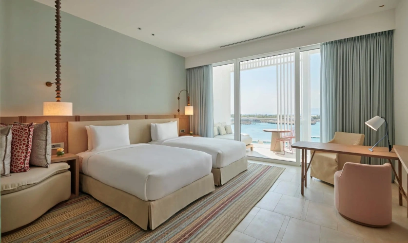 Twin room with marina view