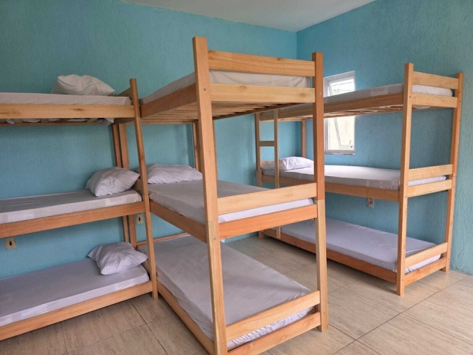 Bed in Dorm with courtyard view