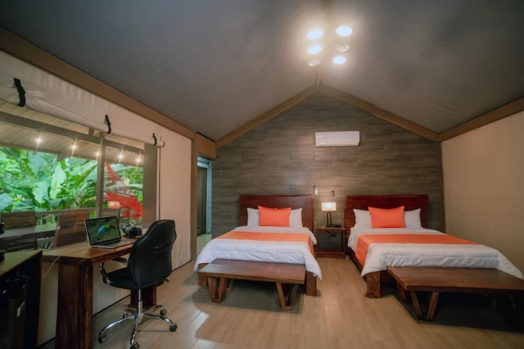 Tent with balcony and with mountain view