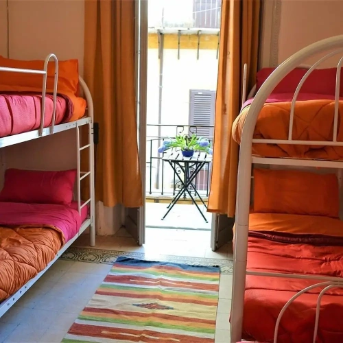 Bed in Dorm (female dorm) with balcony