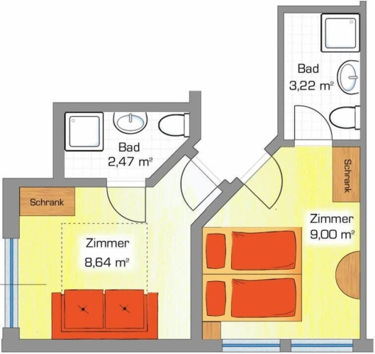 2 Bedrooms Standard Family room with balcony