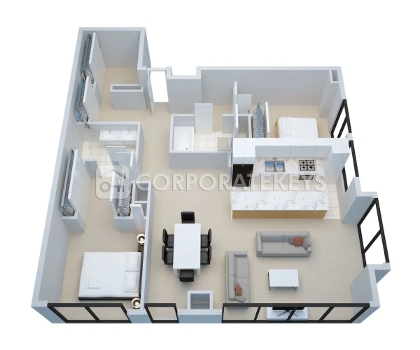 2 Bedrooms Luxury Apartment with balcony