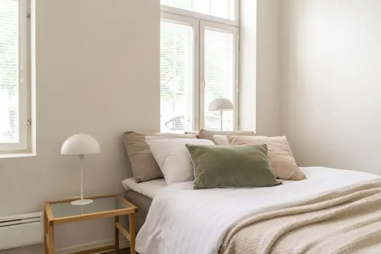 A bright wooden studio for four