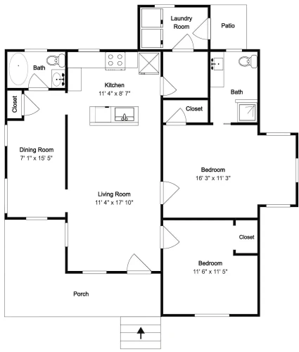 2 Bedrooms Cottage with balcony