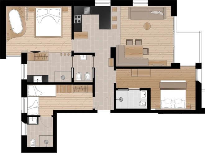 3 Bedrooms Family Apartment