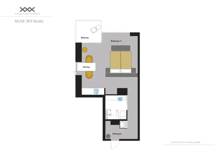 Studio with balcony