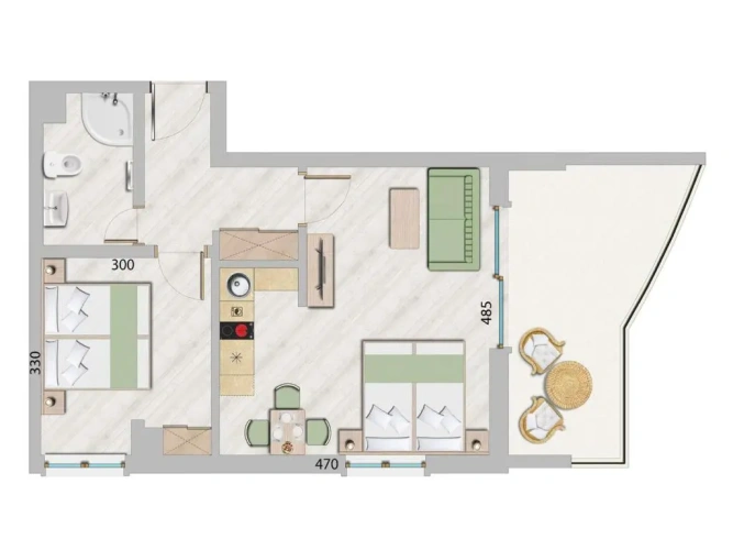 2 Bedrooms Apartment