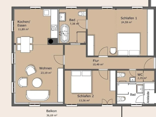 Comfort room with balcony and with garden view