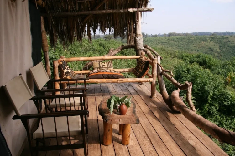 Tent with balcony