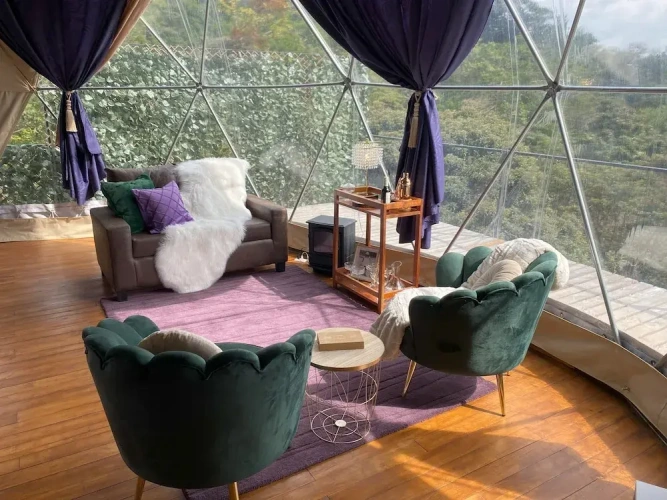 Tent with mountain view