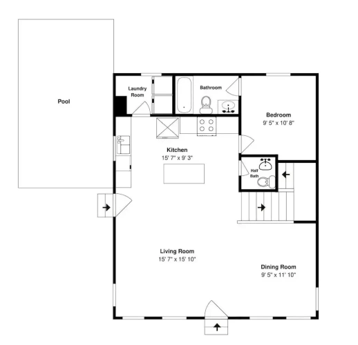 4 Bedrooms Cottage with balcony