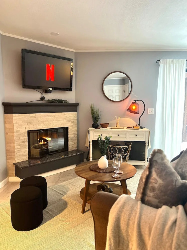 French Inspired Stay Fireplace Coffee bar Cozy