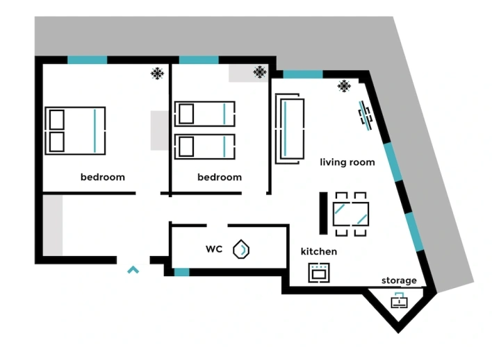 2 Bedrooms Apartment