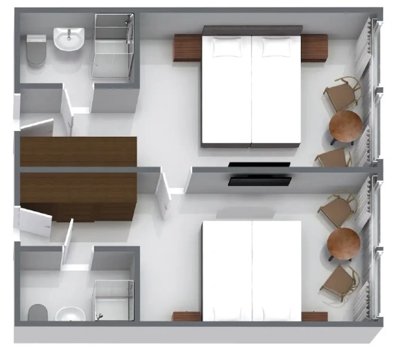 2 Bedrooms Standard Family room with garden view