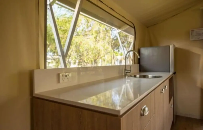 Tent with balcony