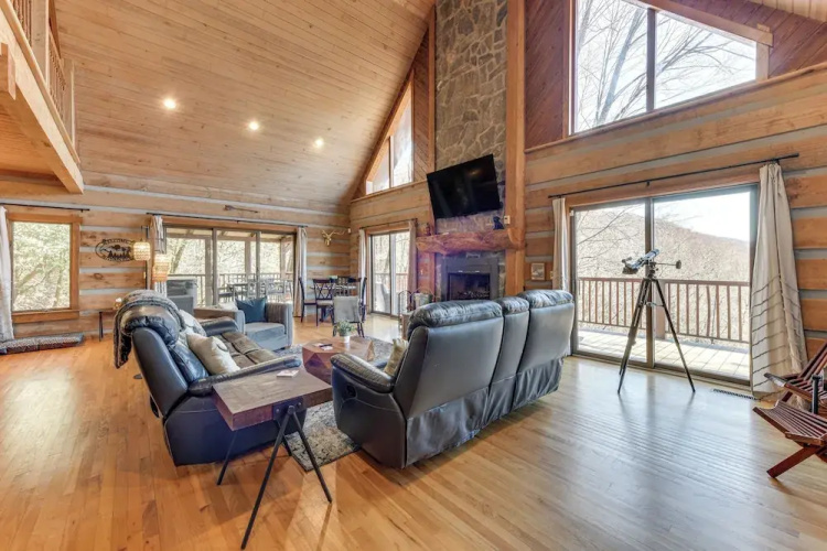 Spacious Maggie Valley Cabin w/ Waterfall On-site!