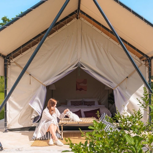 Tent with balcony