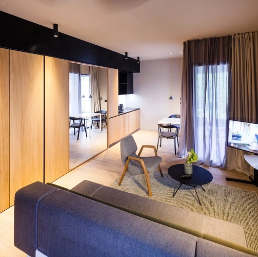 Studio with balcony and with garden view