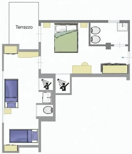2 Bedrooms Standard Family room with sea view