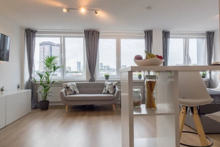 Skyline-Apartment mit Blick auf Essen