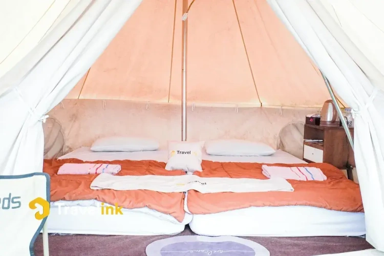 Tent with land view
