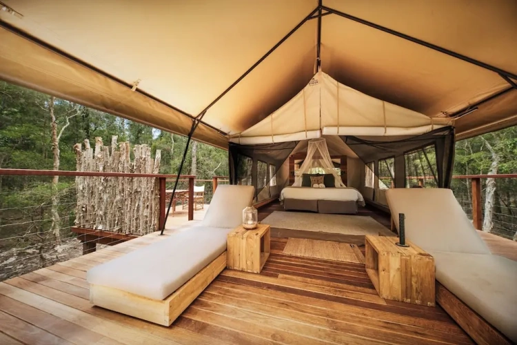 Tent with balcony and with view