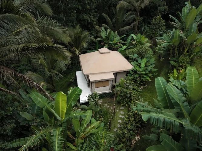 Tent with balcony