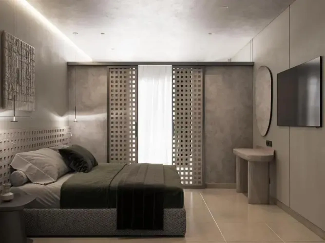 Studio with balcony and with pool view
