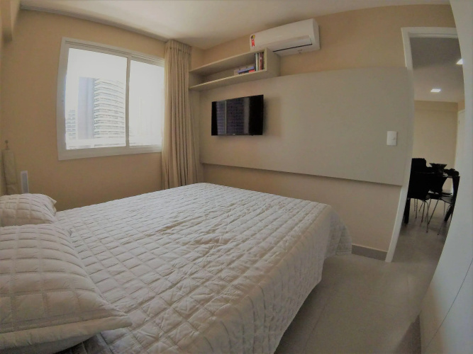 Flat no novo edifício conceito com linda vista mar