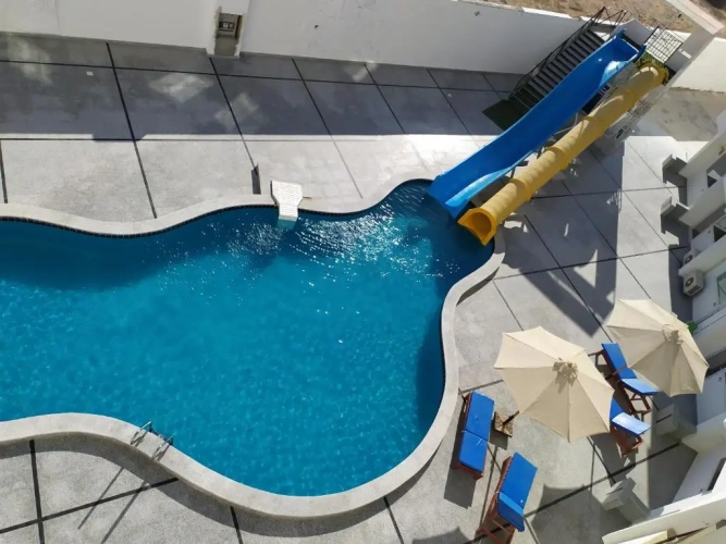 Studio with pool view