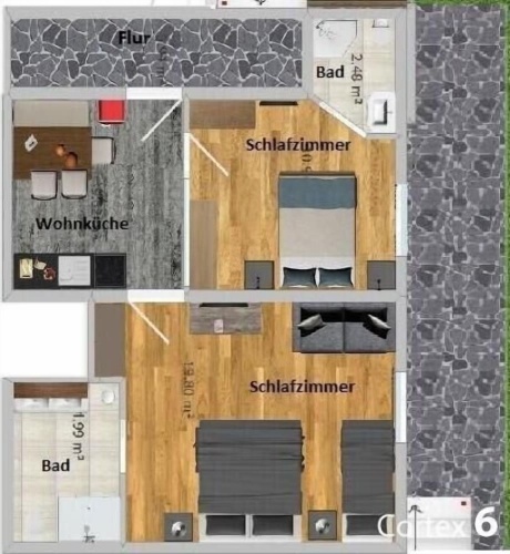 2 Bedrooms Deluxe Apartment with garden view