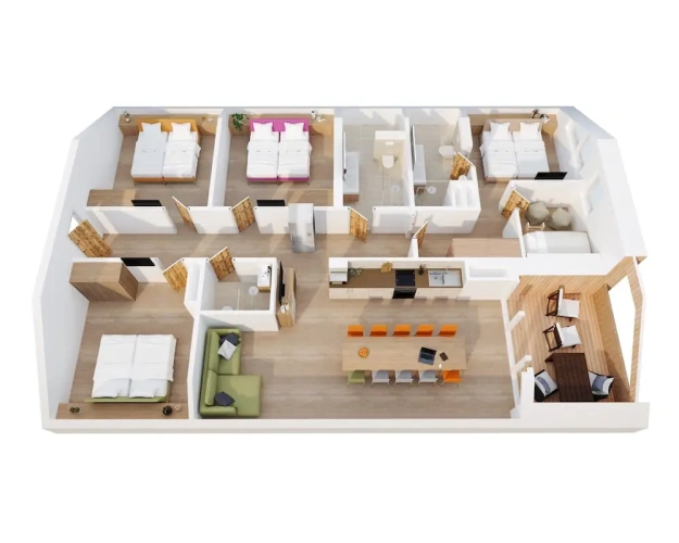 5 Bedrooms Classic Apartment with balcony and with land view