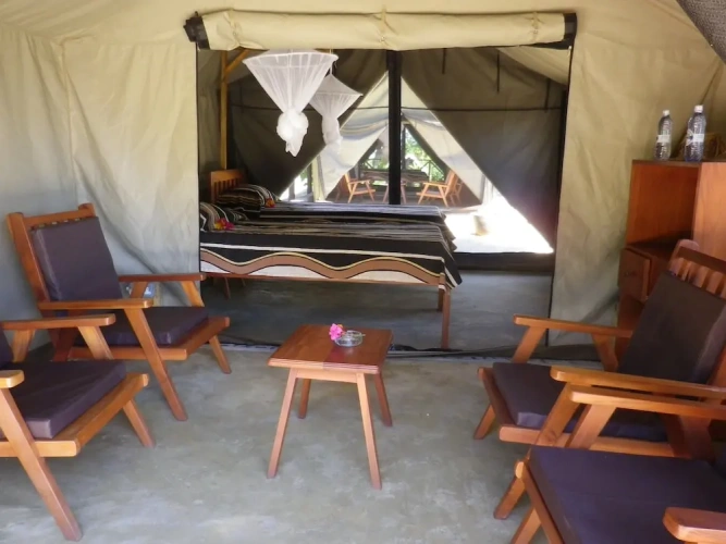 Tent with balcony
