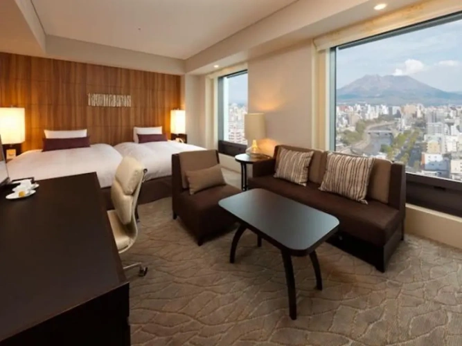 Premium Twin room with Sakurajima view