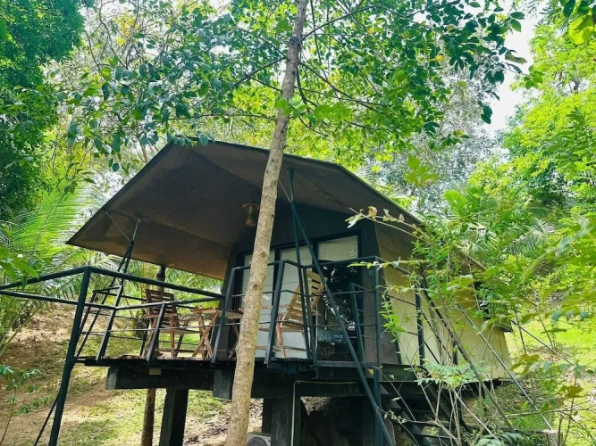 Tent with balcony
