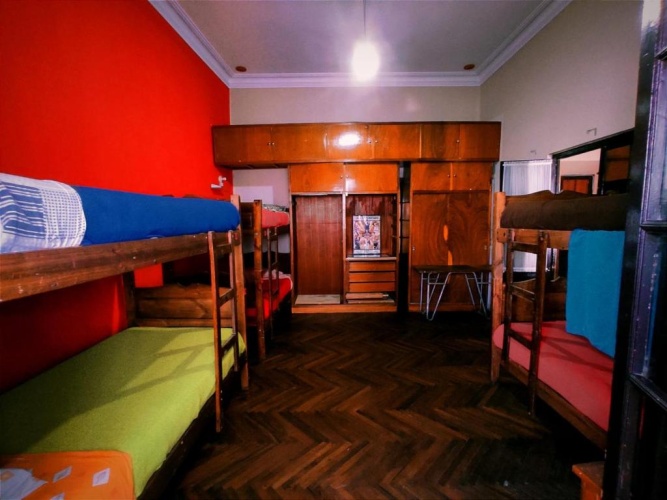 Bed in Dorm with balcony and with view