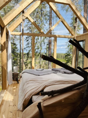 Cottage with land view