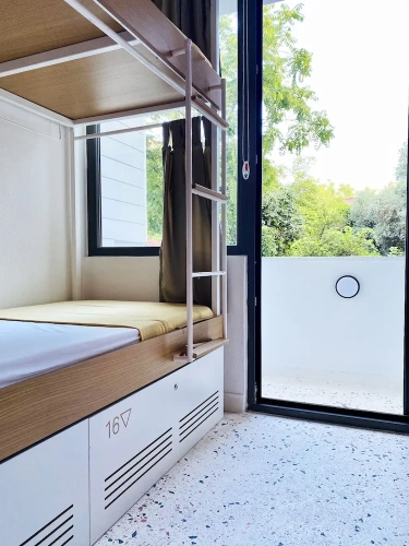 Bed in Dorm with balcony