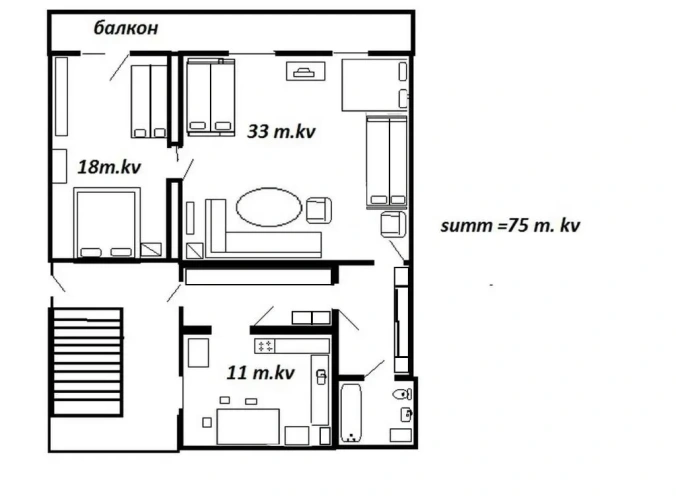 Standard Apartment with balcony and with view